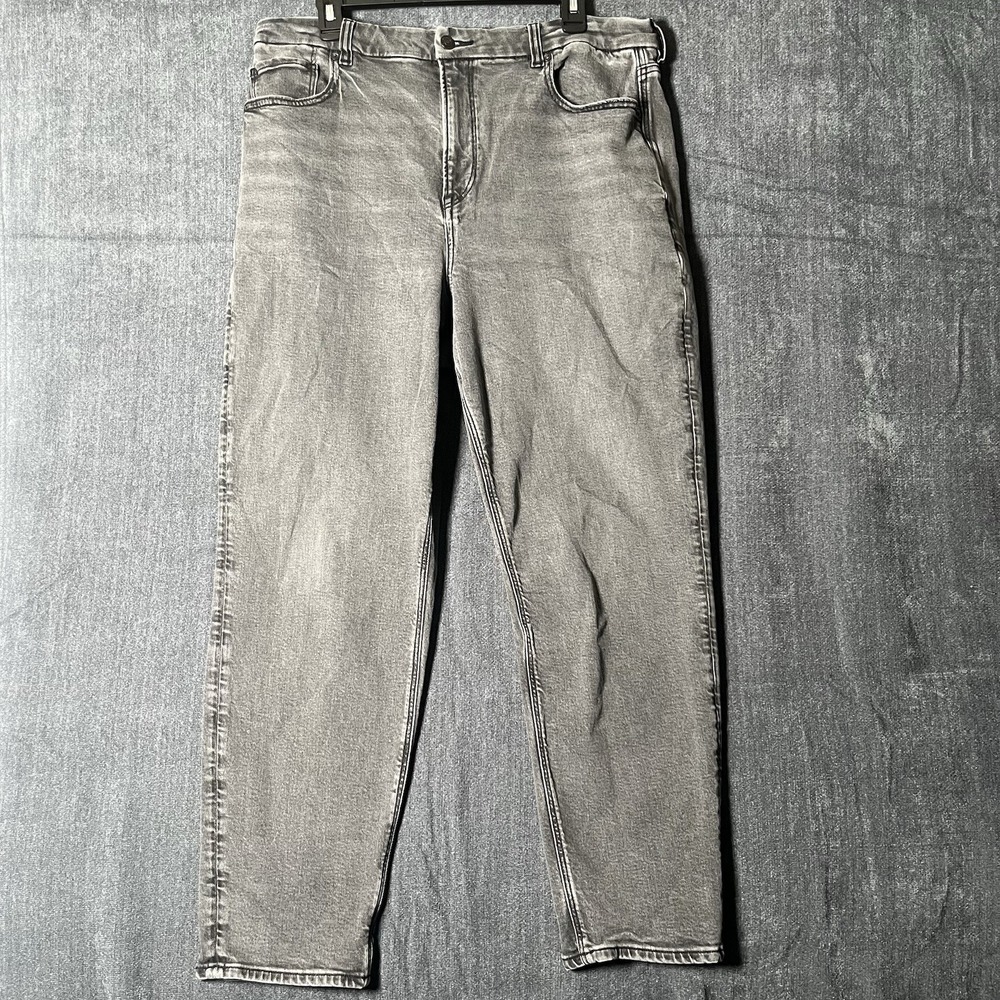 American Eagle Mom Jeans Womens 18 Regular Black Gray High Rise Stretch Denim